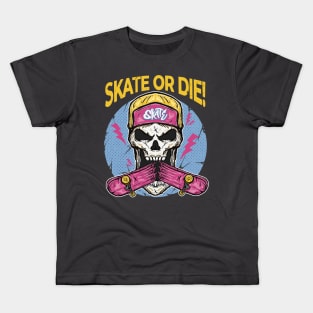 Skull Skate Design “Skate or die” Kids T-Shirt